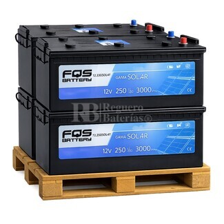 Pack 4 bater�as Solar 12 Voltios 250 Amperios | Con mantenimiento FQS250-12A